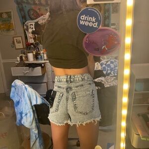 IndigoRein light wash high rise jean shorts